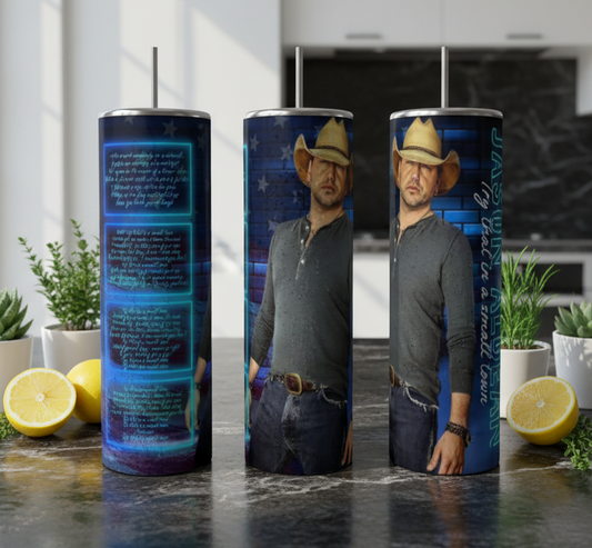 Jason Aldean 20oz Tumbler handmade custom gift by Kreative By Design
