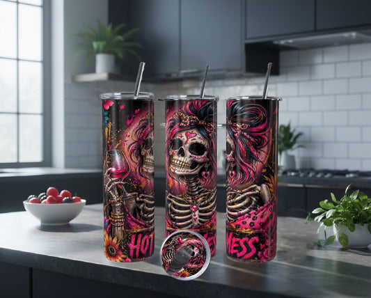 Hot Mess Skeleton Tumbler – Pink Glam 20 oz Skinny Tumbler