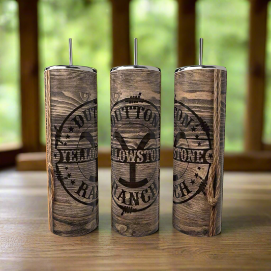 Yellowstone Ranch Rustic Wood Grain 20 oz Skinny Tumbler