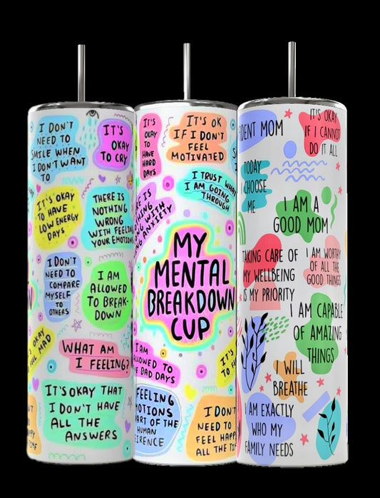 Mental Health Affirmations 20 oz Skinny Tumbler