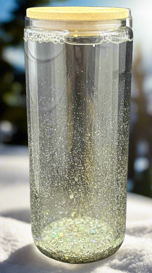 Custom Snow Globe 16 oz Tumbler | Personalized Glitter Cup handmade by Kreative by Design
