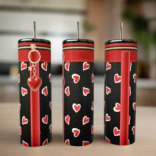 Red Heart Charm 20oz Tumbler handmade custom gift by Kreative By Design