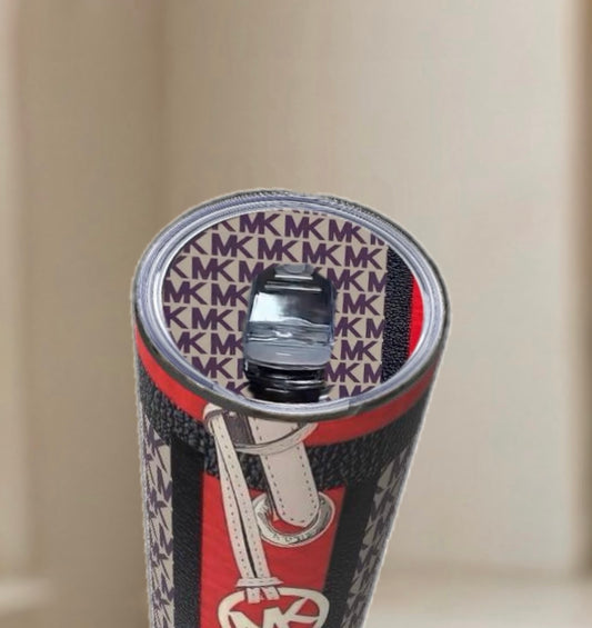 Red & Black Tumbler Monogram with Matching Lid - Luxe Bundle