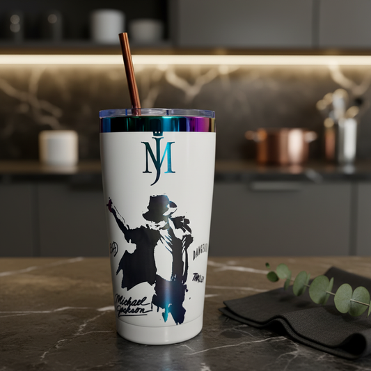 King Of Pop Silhouette Rainbow 20 oz Engraved Tumbler