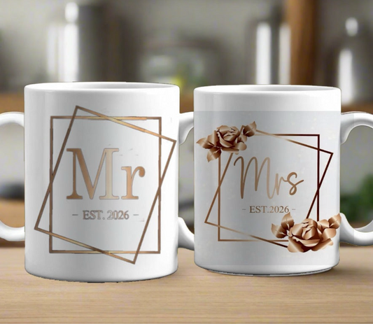 Mr & Mrs 2026 Ceramic Mug handmade custom gift by Kreative By Design