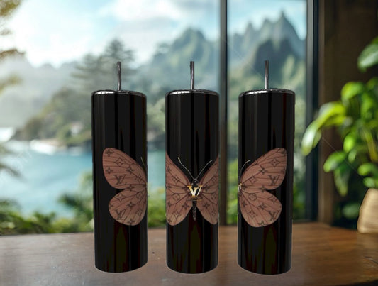 Butterfly Luxe 20oz Stainless Steel Tumbler handmade custom gift by Kreative By Design