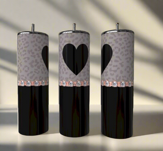 Heart Rhinestone 20 oz Skinny Tumbler