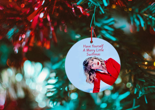 Blue Merry pop-inspired holiday Tree Ornament handmade holiday ornament by Kreative by Design