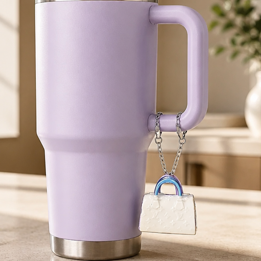 Patterned Mini Handbag Cup Charm | Double Lobster Clasp