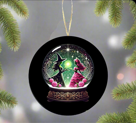 Good and Wicked Snow Globe Ceramic Tree Ornament handmade holiday ornament by Kreative by Design