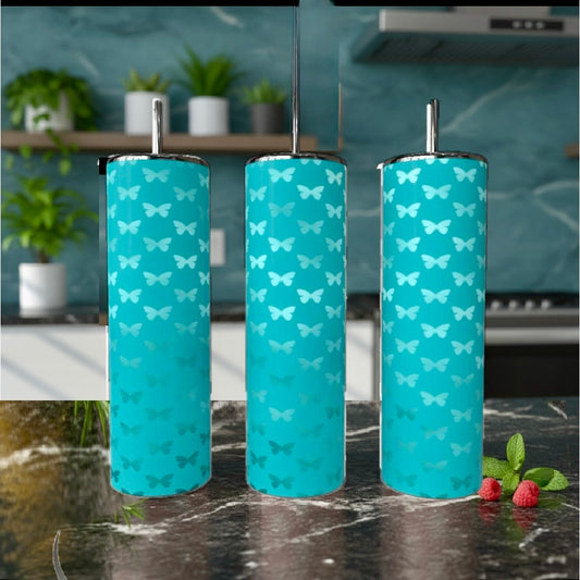 Holographic Illusion Butterflies 20oz Tumbler handmade custom gift by Kreative By Design