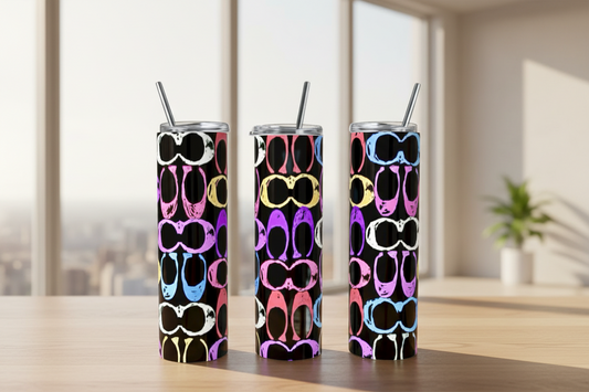 Purple Multicolor Luxe Bow 20 oz Skinny Tumbler