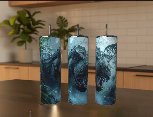 Jurassic 20oz Stainless Steel Tumbler handmade custom gift by Kreative By Design