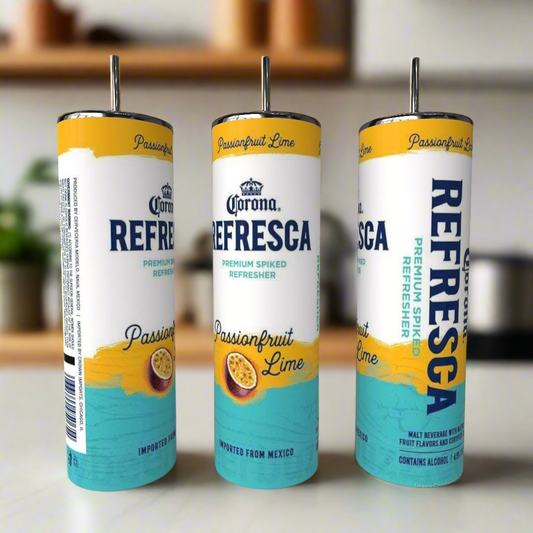Corona Freshca 20oz Skinny Tumbler with 3D Decorative Lid Topper handmade custom gift by Kreative By Design