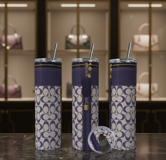 Purple Purse 20oz Stainless Steel Tumbler with Lid Topper