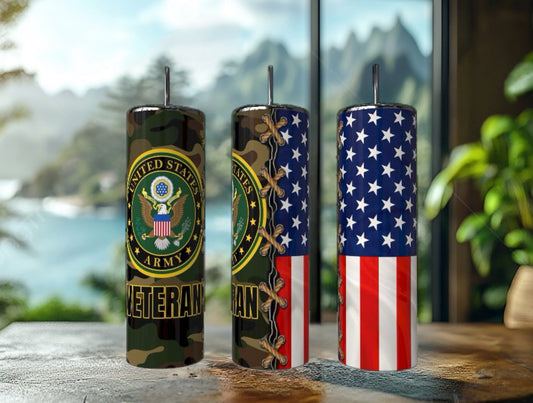 Veteran Flag 20 oz Skinny Tumbler
