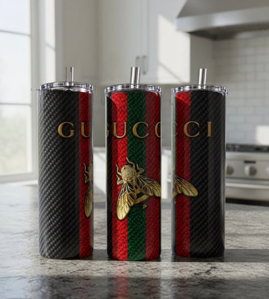 Luxury Bee Stripe 20oz Tumbler | Metallic Silver or Classic White Finish