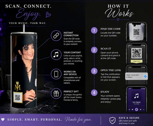 King of Pop Inspired 20 oz QR Music Tumbler