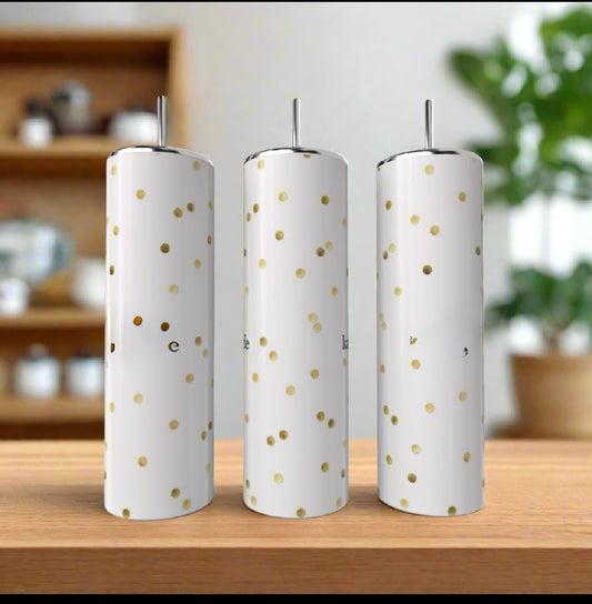 Gold Polka Dot 20oz Tumbler handmade custom gift by Kreative By Design