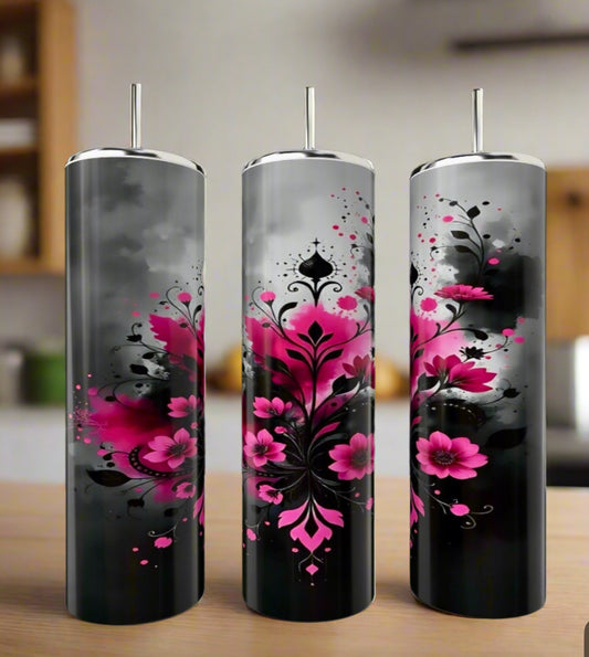 Purple Aesthetic Smokey Floral 20 oz Stainless Steel Tumbler