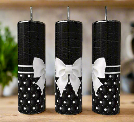 B&W Textured Bow 20 oz Skinny Tumbler