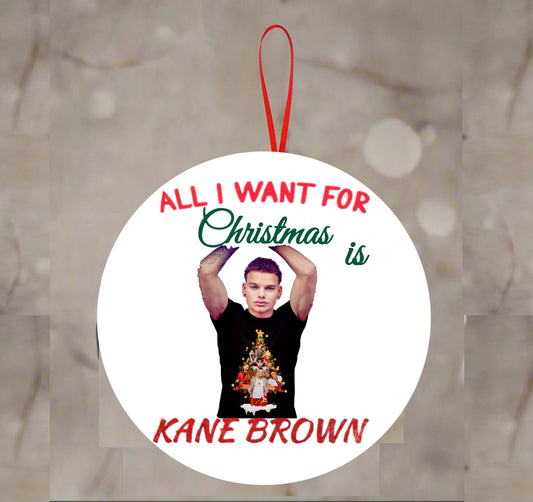 All I Want For Christmas Is KB Ceramic Tree Ornament handmade holiday ornament by Kreative by Design