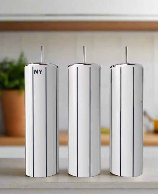 NY Pinstripes Stainless Steel 20oz Tumbler handmade custom gift by Kreative By Design