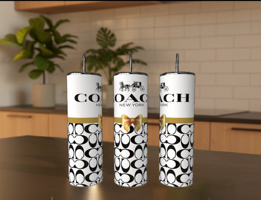 White & Gold 20 oz Stainless Steel Tumbler