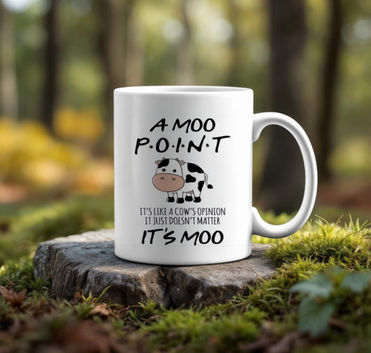 Moo Point 11oz Ceramic Mug handmade custom gift by Kreative By Design