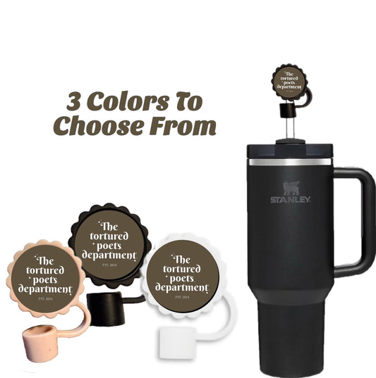 Kreative Kreationz Straw Topper set includes three silicone caps in black, beige, and white