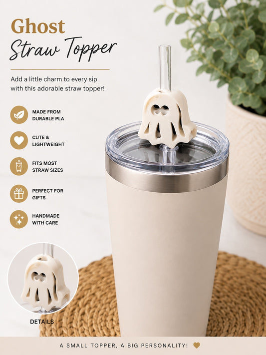 Ghost Straw Topper – Halloween Tumbler Accessory