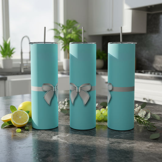Teal Bow 20oz Tumbler handmade custom gift by Kreative By Design