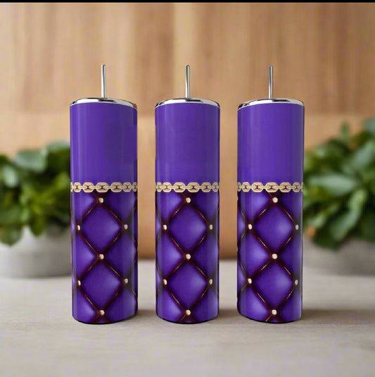 Purple Gold Textured 20oz Skinny Tumbler handmade custom gift by Kreative By Design