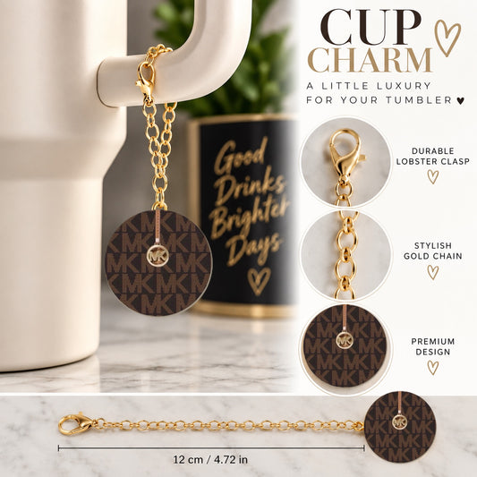 Brown Monogram Designer-Inspired Cup Charm