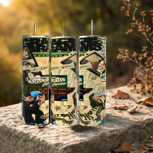 Gracie Abrams Dark Collage 20oz Stainless Steel Tumbler handmade custom gift by Kreative By Design