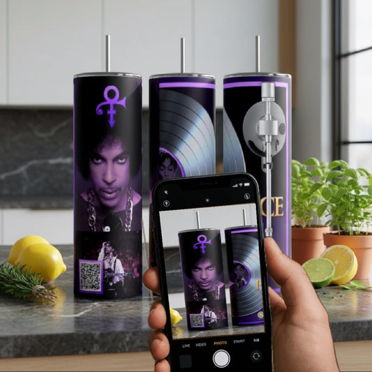 Purple Icon Inspired 20 oz QR Music Tumbler