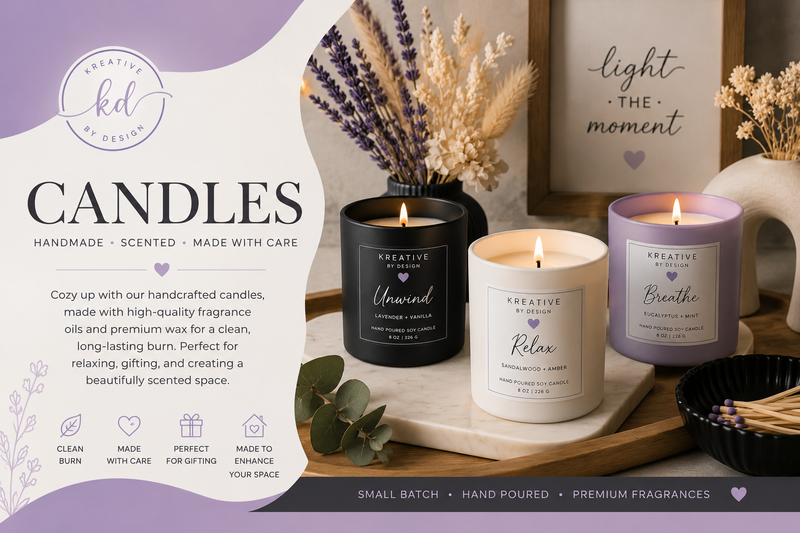 Handmade soy wax candles in modern jars for gifting, home décor, and cozy spaces