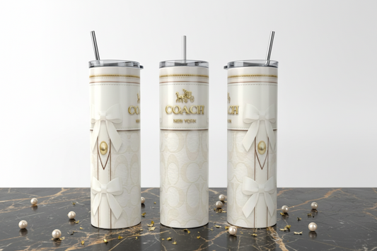 Bow Luxe | Stainless Steel 20oz Tumbler handmade custom gift by Kreative By Design