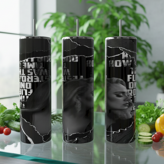 Black & White Addele 20oz Stainless Steel Tumbler handmade custom gift by Kreative By Design
