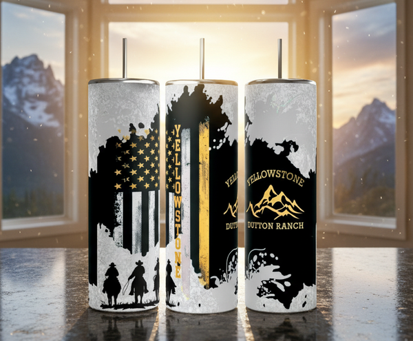 Yellowstone Dutton Ranch American Flag 20 oz Skinny Tumbler
