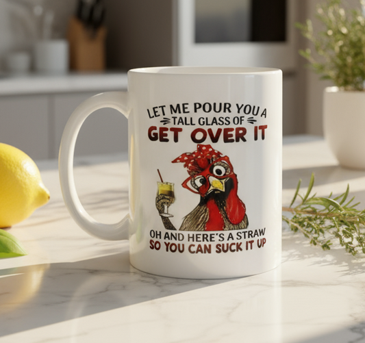 Chicken Ceramic Mug handmade custom gift by Kreative By Design