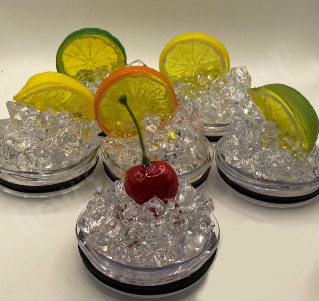 Tropical Lime 20 oz Skinny Tumbler with Removable Iced Fruit Topper