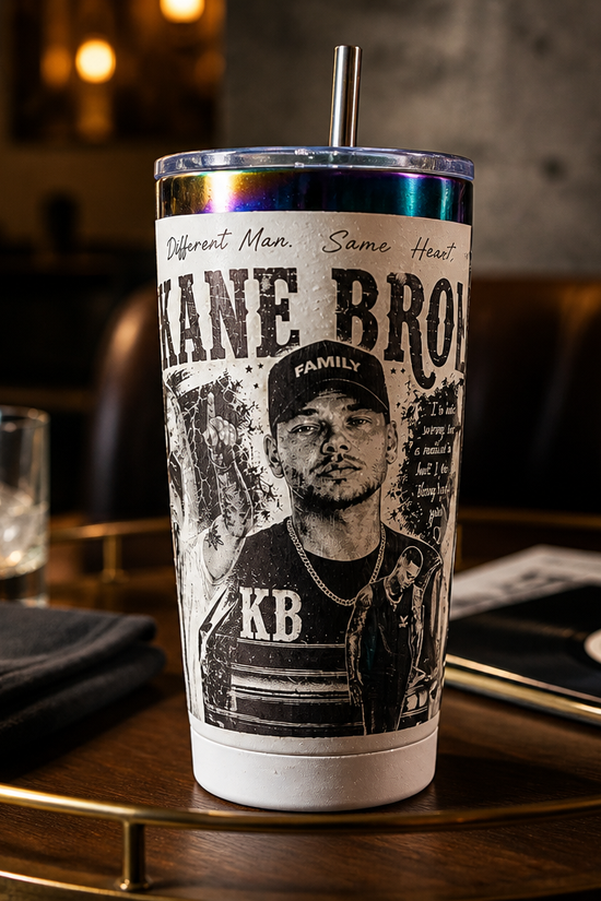 Kane Brown Inspired Engraved 20oz Oil Slick Tumbler | Country Music Fan Gift | Laser Engraved Stainless Steel Cup