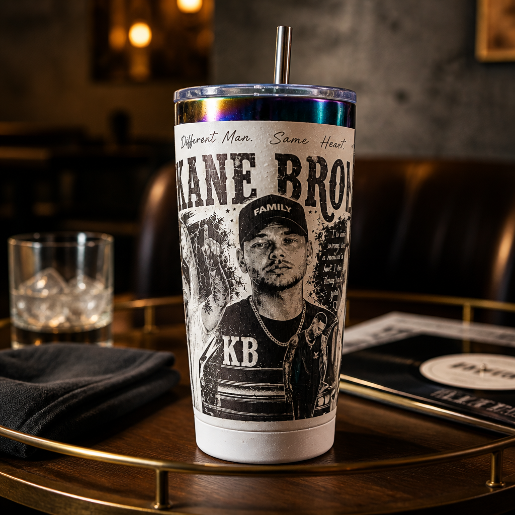 Kane Brown Inspired Engraved 20oz Oil Slick Tumbler | Country Music Fan Gift | Laser Engraved Stainless Steel Cup