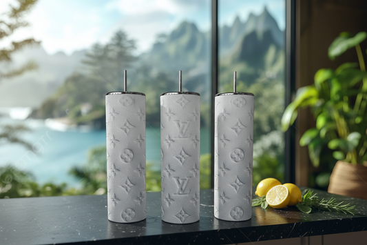 White Textured Luxe 20oz Stainless Steel Tumbler handmade custom gift by Kreative By Design
