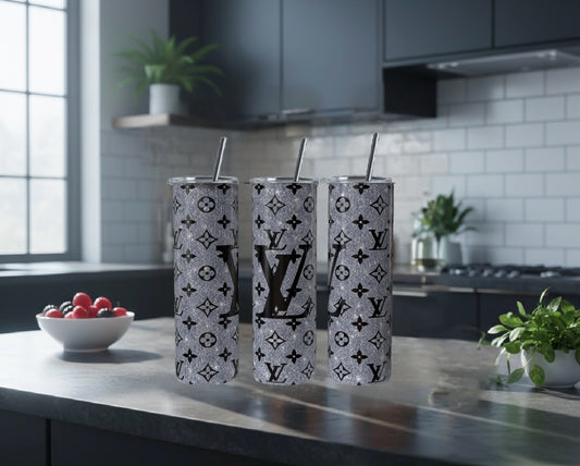 Silver Denim Luxe Skinny 20oz Stainless Steel Travel Mug