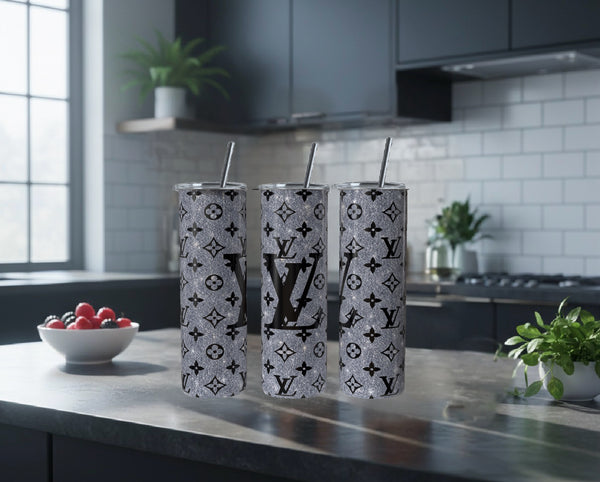 Silver Denim Luxe Skinny 20oz Stainless Steel Travel Mug