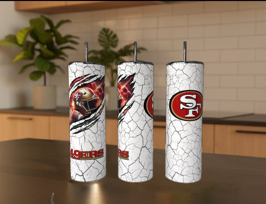 Football Cracked 20oz Stainless Steel Tumbler handmade custom gift by Kreative By Design