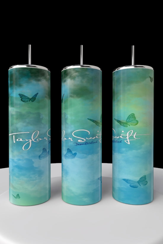 Aqua Luxe Butterfly 20oz Skinny Tumbler | Elegant Fashion Inspired Travel Cup