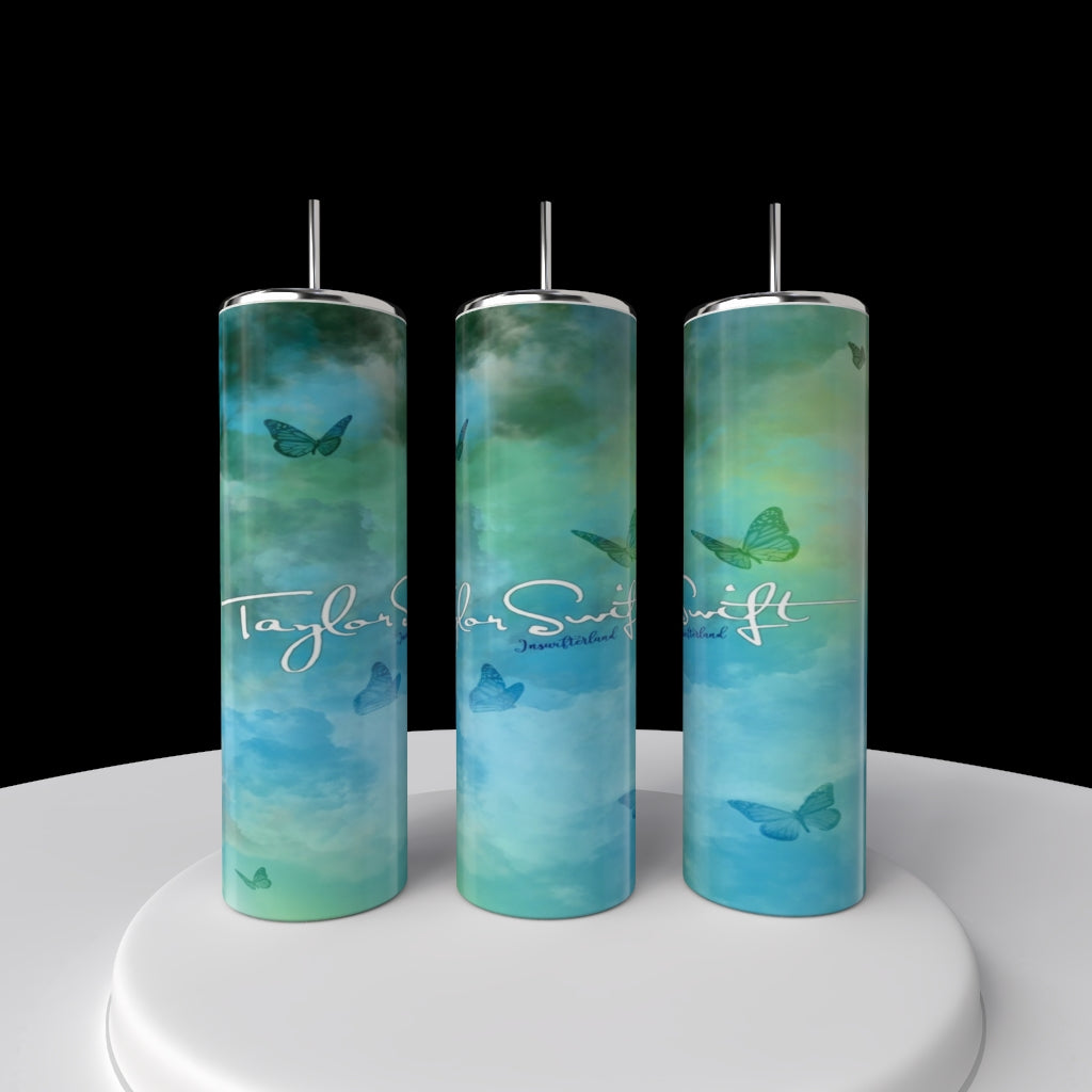 Aqua Luxe Butterfly 20oz Skinny Tumbler | Elegant Fashion Inspired Travel Cup